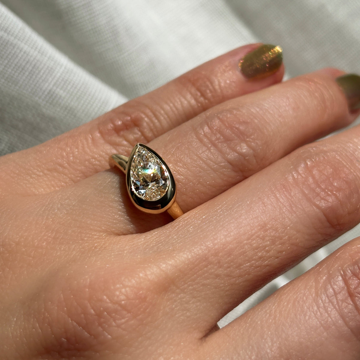 Molten Solitaire Ring Pear