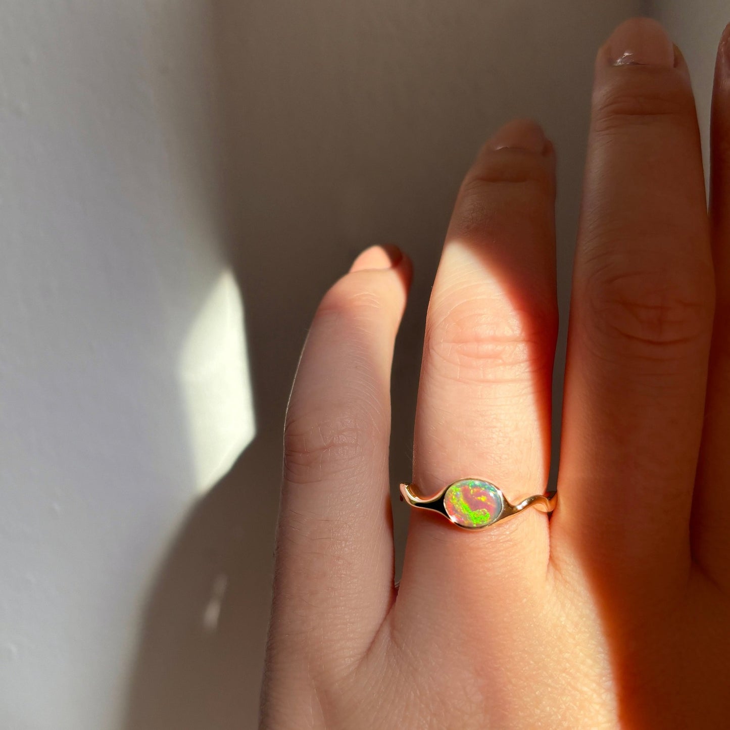 Ripple Ring with Opal