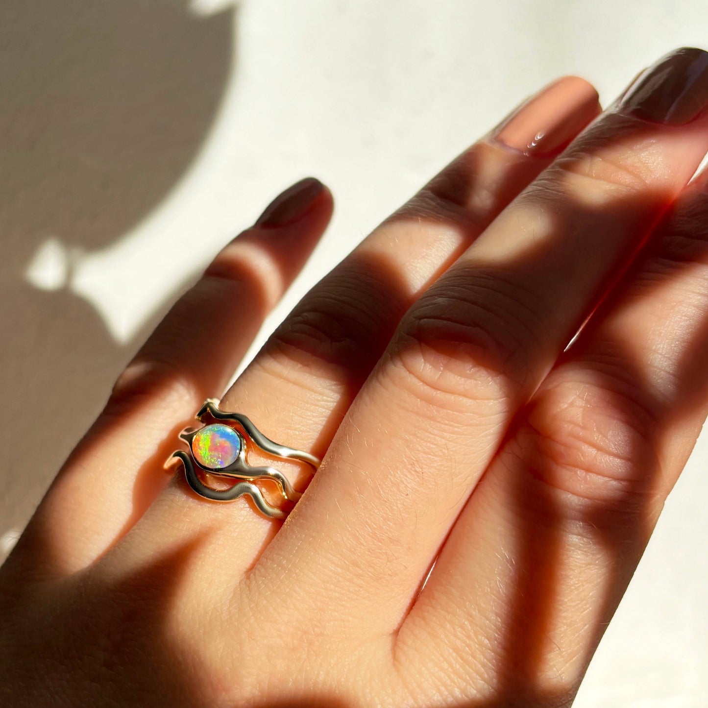 Ripple Ring with Opal