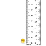 Molten solitaire stud with citrine against a white background with ruler.