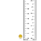 Molten solitaire stud with citrine against a white background with ruler.