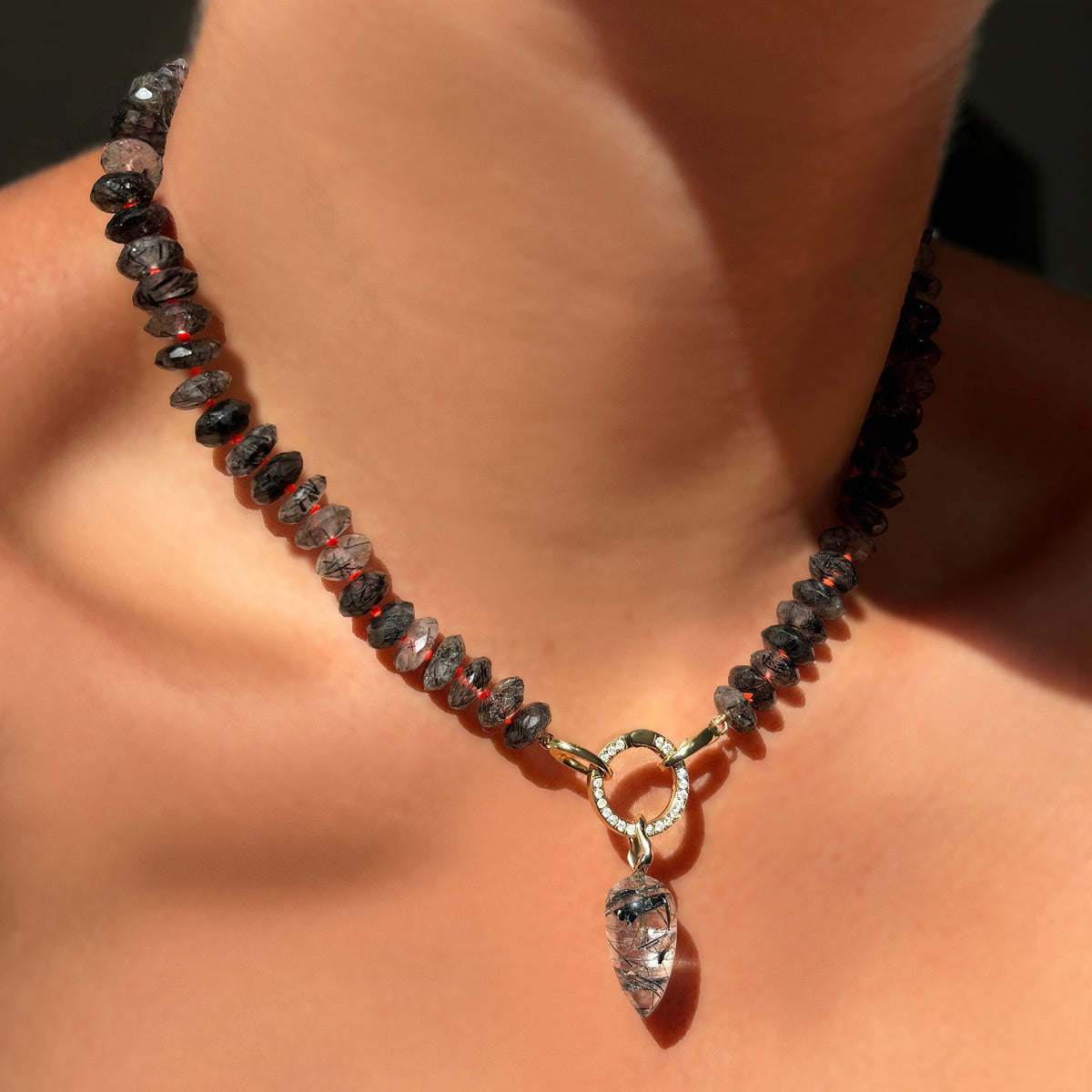 AMANDA PEARL Large Rutilated Quartz Drop Charm