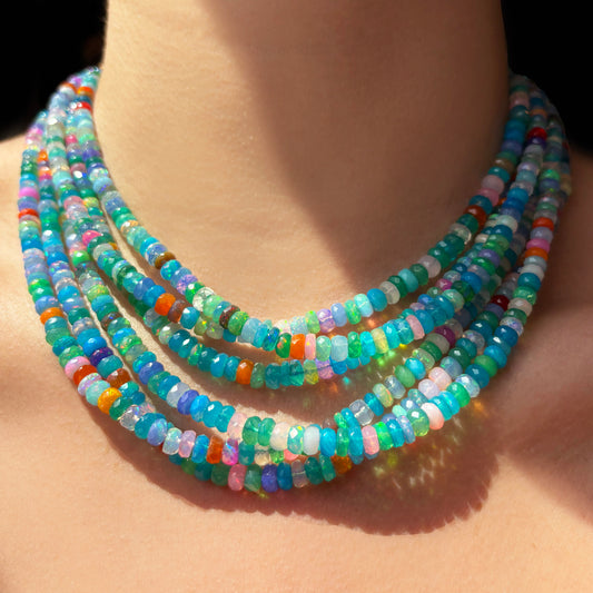 Santorini Disco Faceted Opal Necklace
