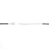 AMANDA PEARL slim gemstone necklace clasp and chain extender on a white background.