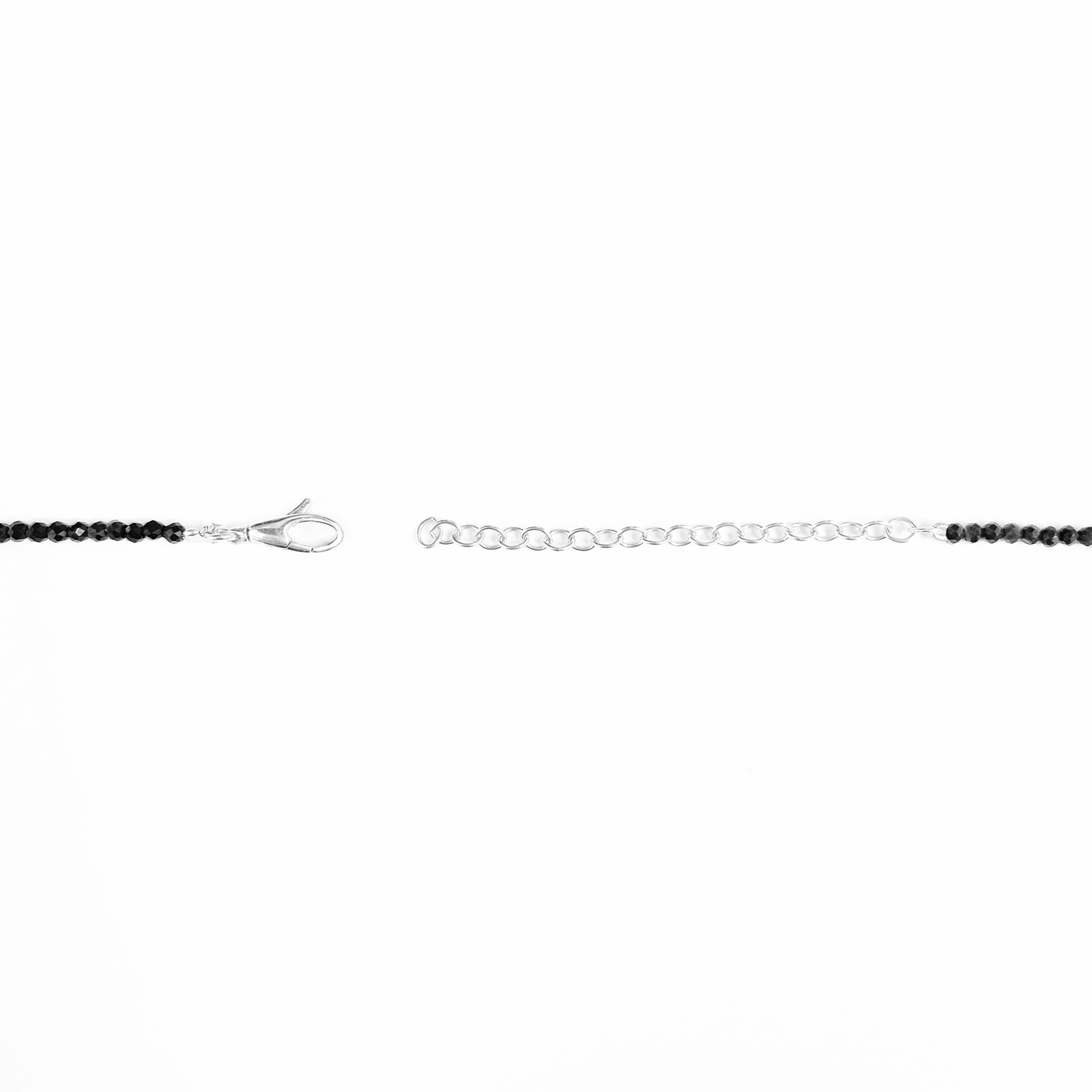 AMANDA PEARL slim gemstone necklace clasp and chain extender on a white background.