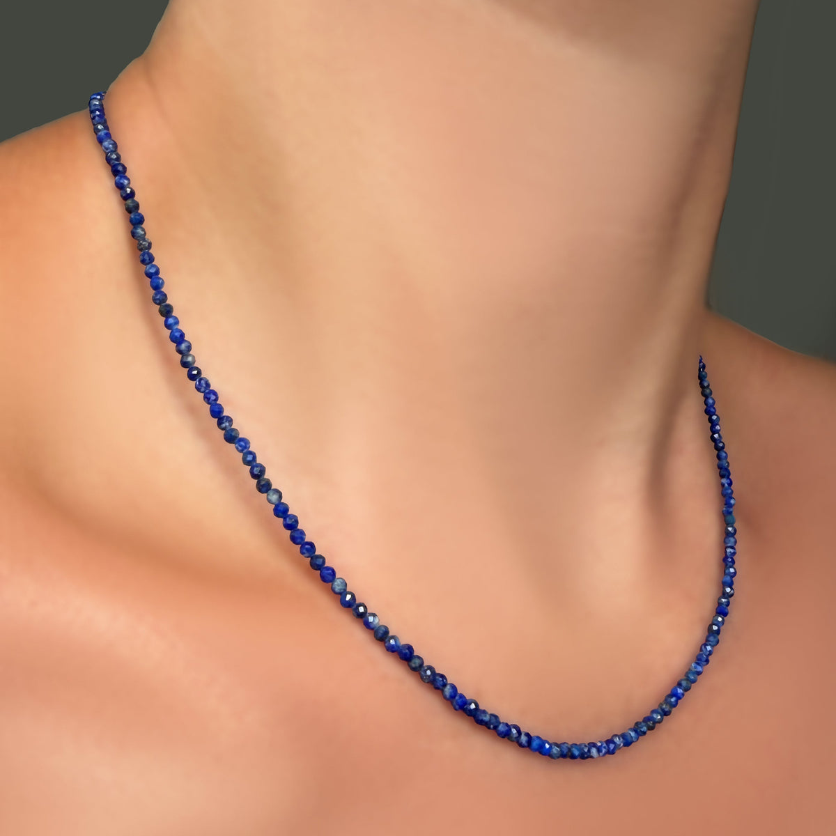 Slim Gemstone Necklace Lapis