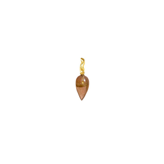 Smoky quartz acorn drop charm with 14k gold bail