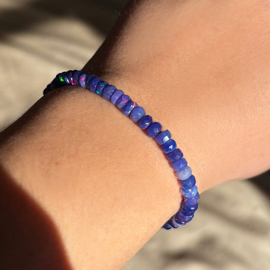 Before Sunrise Faceted Opal Bracelet on a wrist