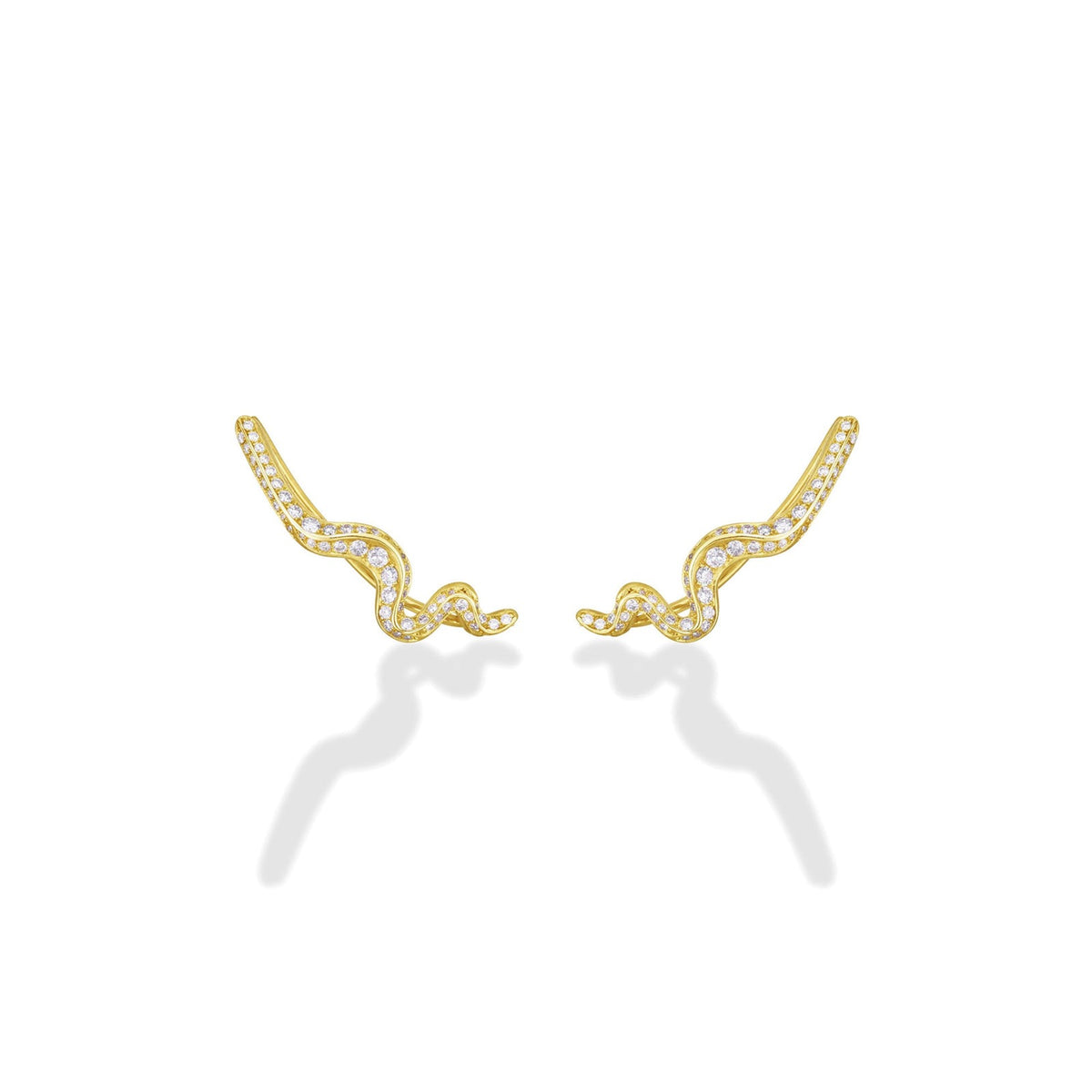 Large Ripple Climber Earring Full Pavé