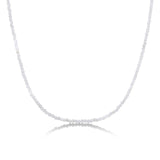 Shimmering slim gemstone beaded necklace made of 2mm faceted stones in moonstone on a gold linking lobster clasp on a white background