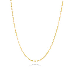 14K Yellow Gold diamond cut bead chain on white background