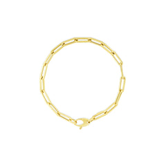 14k gold Chunky Paperclip Chain Bracelet with a lobster clasp on white background