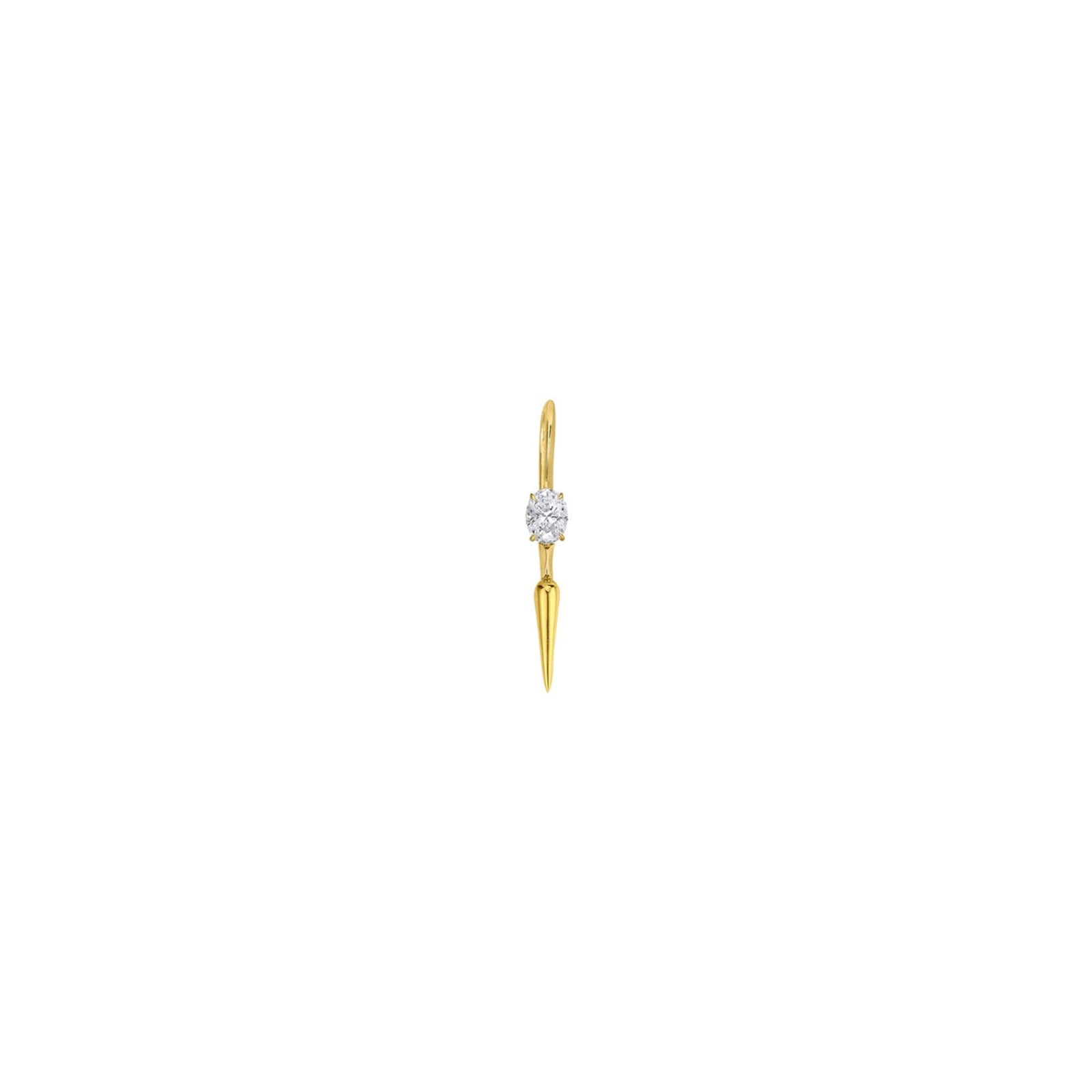 14k gold Single Diamond Drop Earrings in oval cut