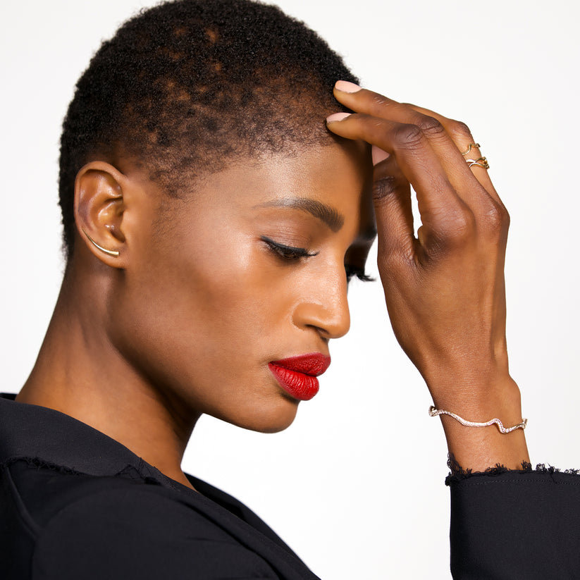 AMANDA PEARL // 14K Ripple Cuff Bracelet - Full Pavé