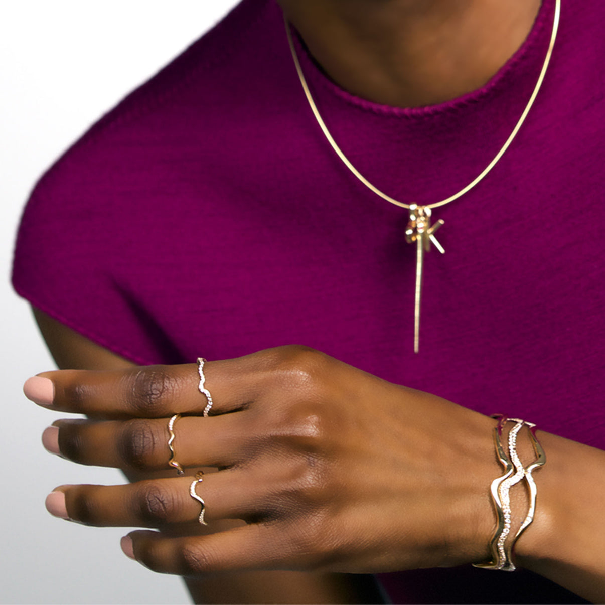 AMANDA PEARL // 14K Ripple Ring -Demi Pave